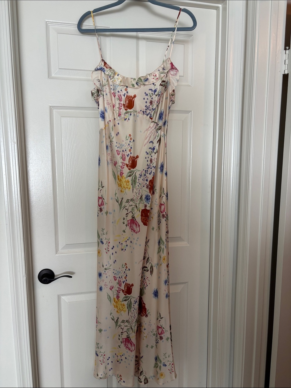 Reformation Silk Floral Spaghetti-Strap Maxi Dress
